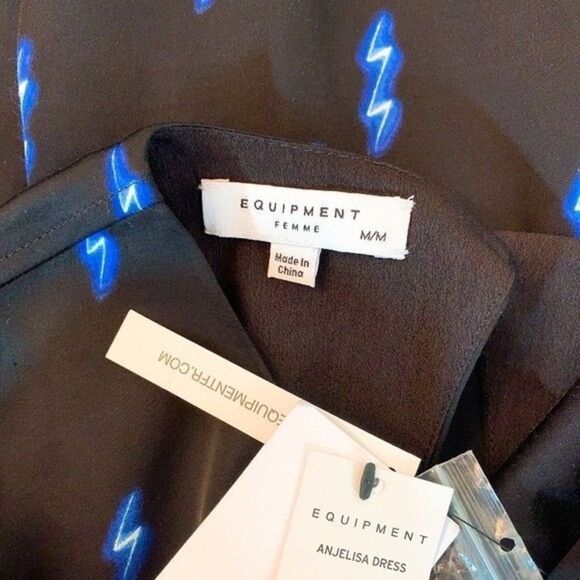 EQUIPMENT Black Anjelisa Lighting Bolt Dress NWT - Picture 9 of 11